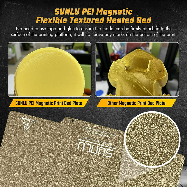 SUNLU PEI Sheet, Magnetic 3D Printer Bed with Frosted Textured