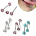 thumbnail image 2 of HOOUN 1 PC Ball Shape Tongue Nails Barbell Piercing Sexy Body Jewelry Fashion Ring -Pink-1.2cm, 2 of 6
