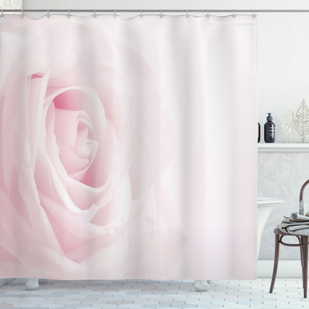 Rose Shower Curtain Pink Close Up, Shower Curtain Set Up