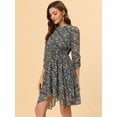 thumbnail image 2 of INSPIRE CHIC Robe Florale pour Femmes Manches Froncées Robes Smockées, 2 of 4