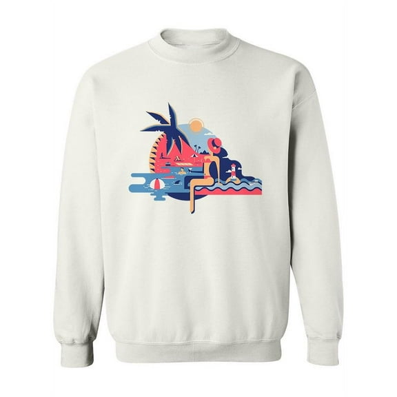 Colorful Design Woman On Beach Sweatshirt Women -Image by Shutterstock, Female 3X-Large