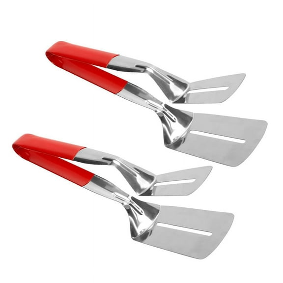 2Pcs Anti-Scald Extended Handle Spatula Tongs, Multifunctional Stainless Steel Gri G19395