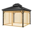 thumbnail image 4 of Universal 12ftx 12ft Gazebo Replacement Patio Mosquito Netting, Brown 4-Panel Netting Walls with Double Zippers for Patio (Mosquito Net Only), 4 of 8