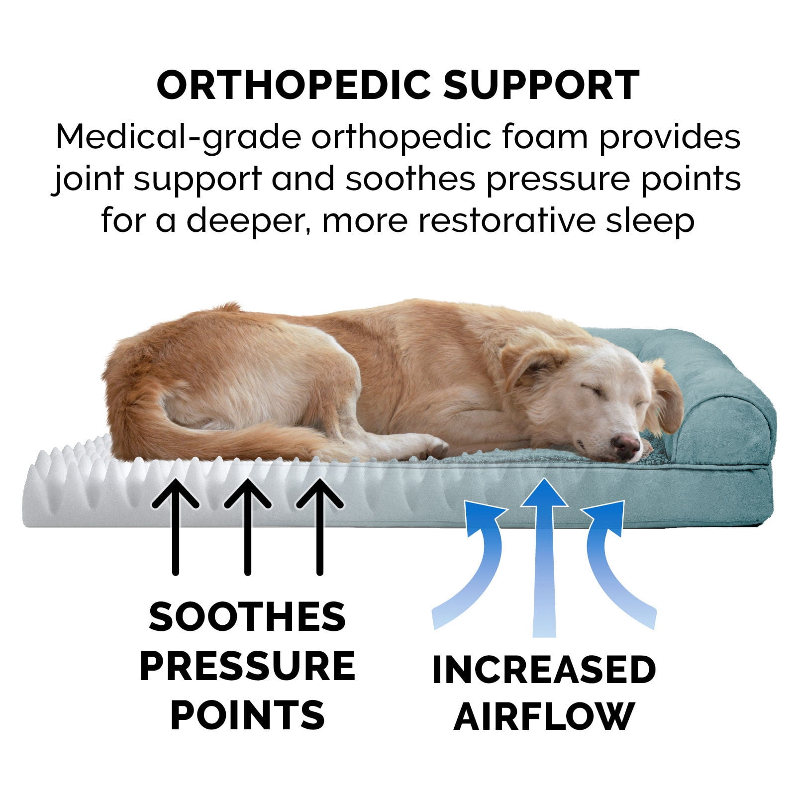 FurHaven Plush & Suede Orthopedic Sofa Pet Bed, Deep Pool, Jumbo, 1 Count