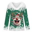 thumbnail image 5 of Women's Autumn Winter Casual Fashion V Neck Collar Christmas Print Long Sleeve T Shirt Tops Casual Shirts, 5 of 5