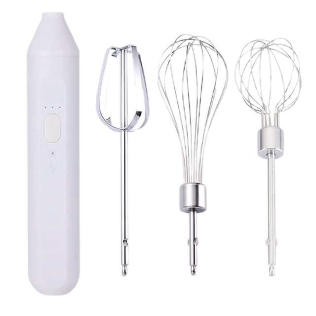 BKBP Mini Hand Mixer with 3 Stainless Whisks - USB Rechargeable Handheld Egg Beater for Baking, Cake Mixing, Yeast Dough, Compact Kitchen Mixer for Eggs, Cream, Batter