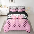 thumbnail image 2 of Castle Fairy Pink Bow Twin Bedding Sets,Black Polka Dots Bedding Comforter Set, 2 of 8
