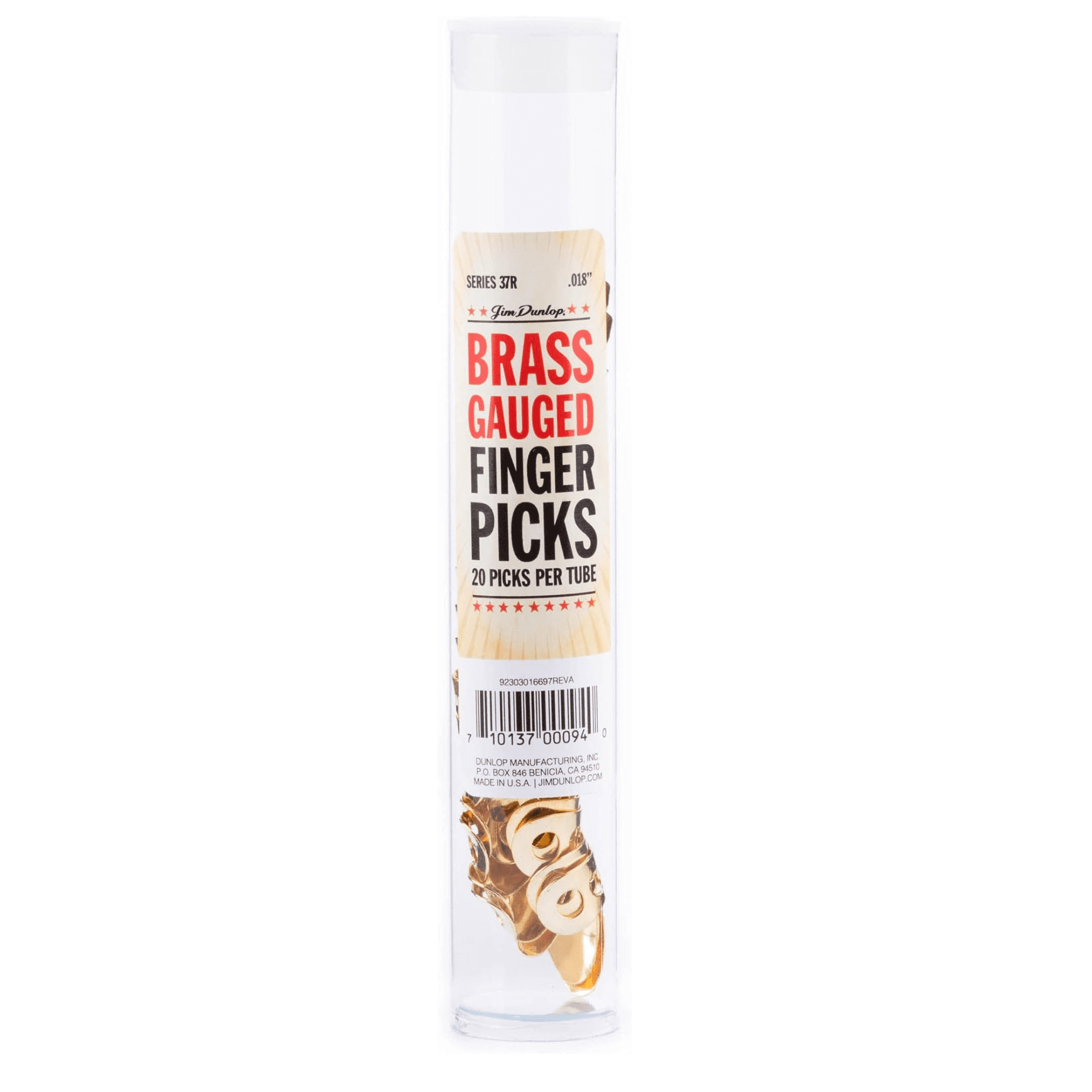 dunlop 37r.018 brass fingerpicks, .018", 20/tube