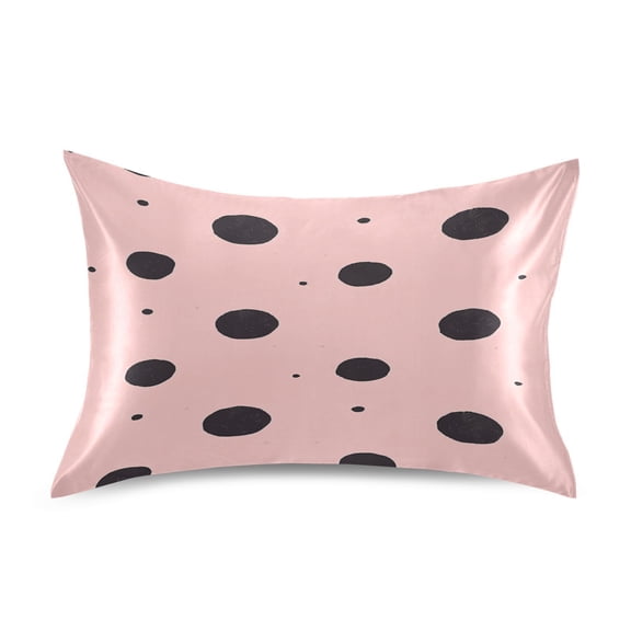 Satin Double-Sided Printed Pillowcase (Single) - Different Sizes ,Envelope Closure , Wrinkle-Resistant & Silky , All-Season Use,Polka Dots