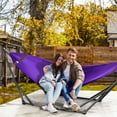 thumbnail image 6 of Tranquillo Adjustable Hammock Stand / Collapsible Hammock with Stand – Picnic Hammock Stand and 2 Layered Polyester Hammock Net for 2 Persons with Carry Bag - Supports up to 550lbs, Purple, 6 of 8