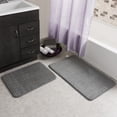 thumbnail image 1 of Lavish Home 2-Piece Jacquard Fleece Memory Foam Bathroom Rugs Set (Platinum), 1 of 4