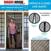 Magic Mesh Deluxe Hands-Free Magnetic Screen Door, Fits Doors up to 39 x 83 inches, Black
