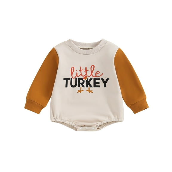 Bagilaanoe Newborn Baby Girl Boy Thanksgiving Clothes Letter Print Romper Sweatshirt Long Sleeve Bodysuits 3M 6M 12M 18M Infant Casual Tee Tops