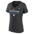 thumbnail image 2 of Women's Fanatics Heather Charcoal Los Angeles Dodgers 2024 World Series Champions Locker Room V-Neck T-Shirt, 2 of 3