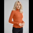 thumbnail image 4 of Suéteres Acanalados para Mujer, Lindos Suéteres de Punto de Cuello Alto, Ajustados y Cálidos Naranja un Tamaño, 4 of 9