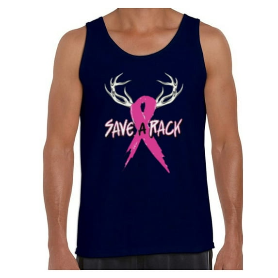 Awkward Styles Men's Save A Rack Graphic Tank Tops Pink Ribbon Breast Cancer Awareness