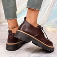 thumbnail image 4 of HEWUQI Womens Platform Mary Jane Oxfords Leather Comfortable Vintage Lace up Wingtip Non Slip Dressy Shoes Business Casual Chunky Heels Brown Size 7, 4 of 6