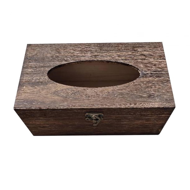 Caja de pañuelos de madera, caja de papel higiénico, bandeja de madera para servir, estilo retro, pañuelos faciales 22cmx12cmx10cm
