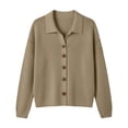 thumbnail image 4 of Sheghy Going Out Tops for Women 2026 Cool Season Hooded Button Up Knit Cardigan Solid Color Long Sleeve Outerwear Khaki M, 4 of 6