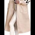 thumbnail image 3 of Chaqueta Cortavientos de Punto con Capucha y Larga para Mujer, de Gran Tamaño, Informal, con Cordón Ajustable en la Cintura y Cremallera. Albaricoque XL, 3 of 7