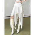 thumbnail image 5 of White Asymmetrical Handkerchief Hem Chiffon Skirt, High Waist Flowy Midi Skirt For Women, 5 of 5