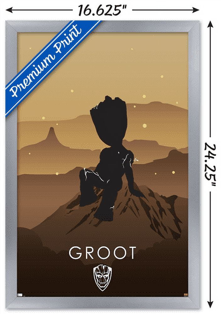 Marvel Heroic Silhouette - Groot Wall Poster, 14.725" x 22.375", Framed