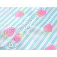 thumbnail image 3 of Beezizac Satin Pajamas for Girls - Blue & White Stripes Silky Long-sleeved Set with Sweet Strawberry Pattern Size 16, 3 of 7