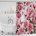 thumbnail image 3 of Pink Roses Shower Curtain, Waterproof Shower Curtains for Bathroom, Spring Floral Elegant Pastoral Butterfly Washable Fabric Bathtub Curtain Set Bath Decor with 12 Hooks Stall 36"x72", 3 of 8