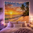 thumbnail image 2 of Tropical Beach Sunset with Palm Trees Serene Coastal for Beach Lovers Coastal Wall Art Housewarming Gift Tapestry Wall Hanging for Bedroom and Living Room, 2 of 7