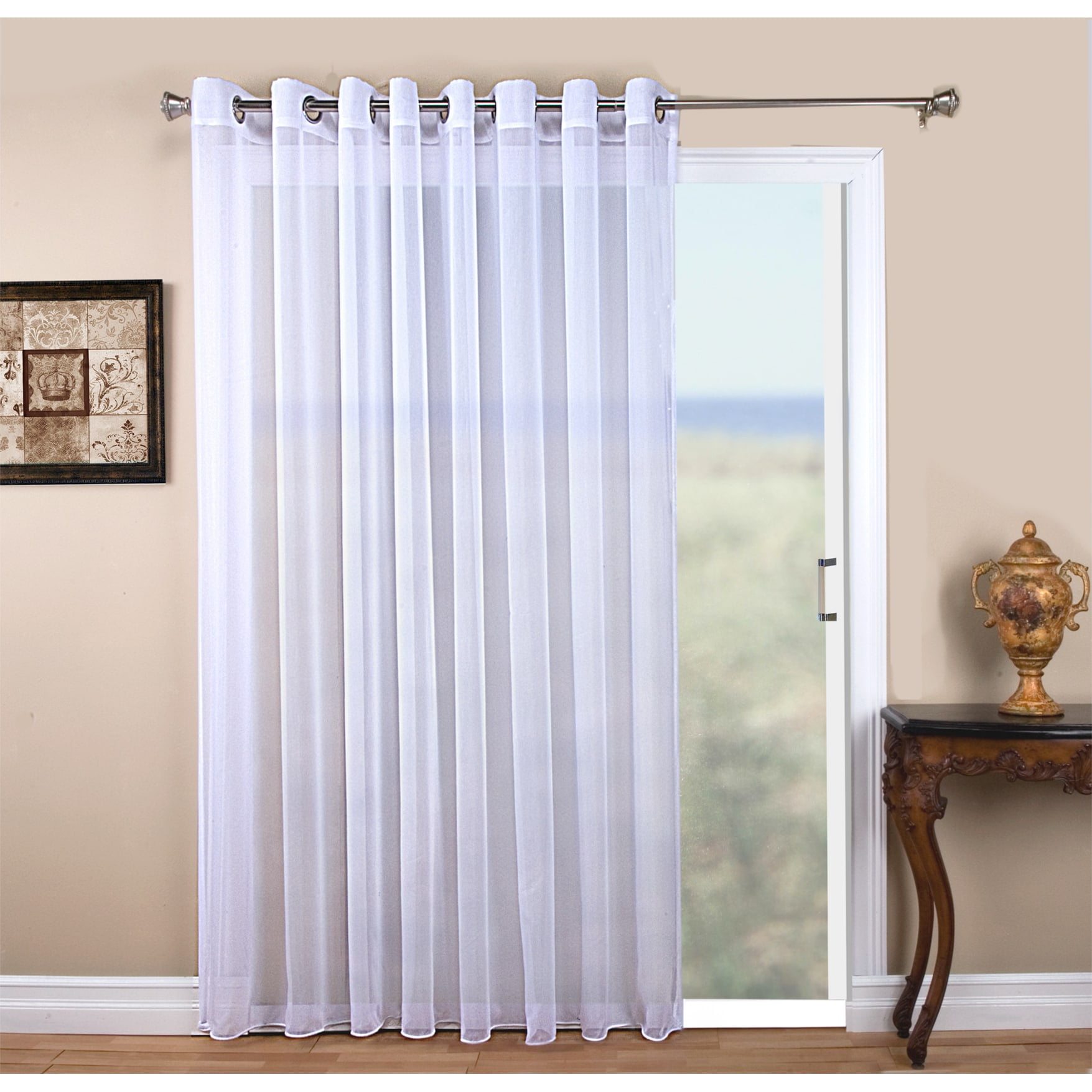 Tergaline Semi Sheer Grommet Curtain Panel 108 X 84 Long White Tergaline Semi Sheer Grommet Curtain Panel 108 X 84 Long White Com
