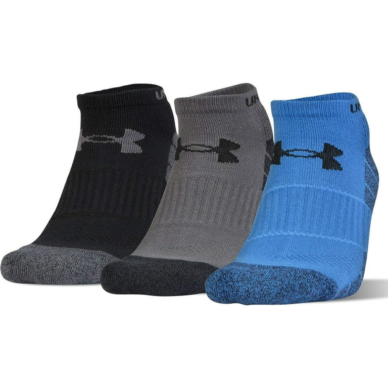 Under Armour Men's Elevated Performance No Show 3 Pack (Blue/Grey/Black,  Large) 