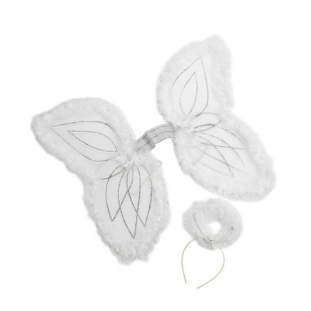 White Marabou Angel Wings & Halo Headband, Angel Wings and Halo Set By Fun Express
