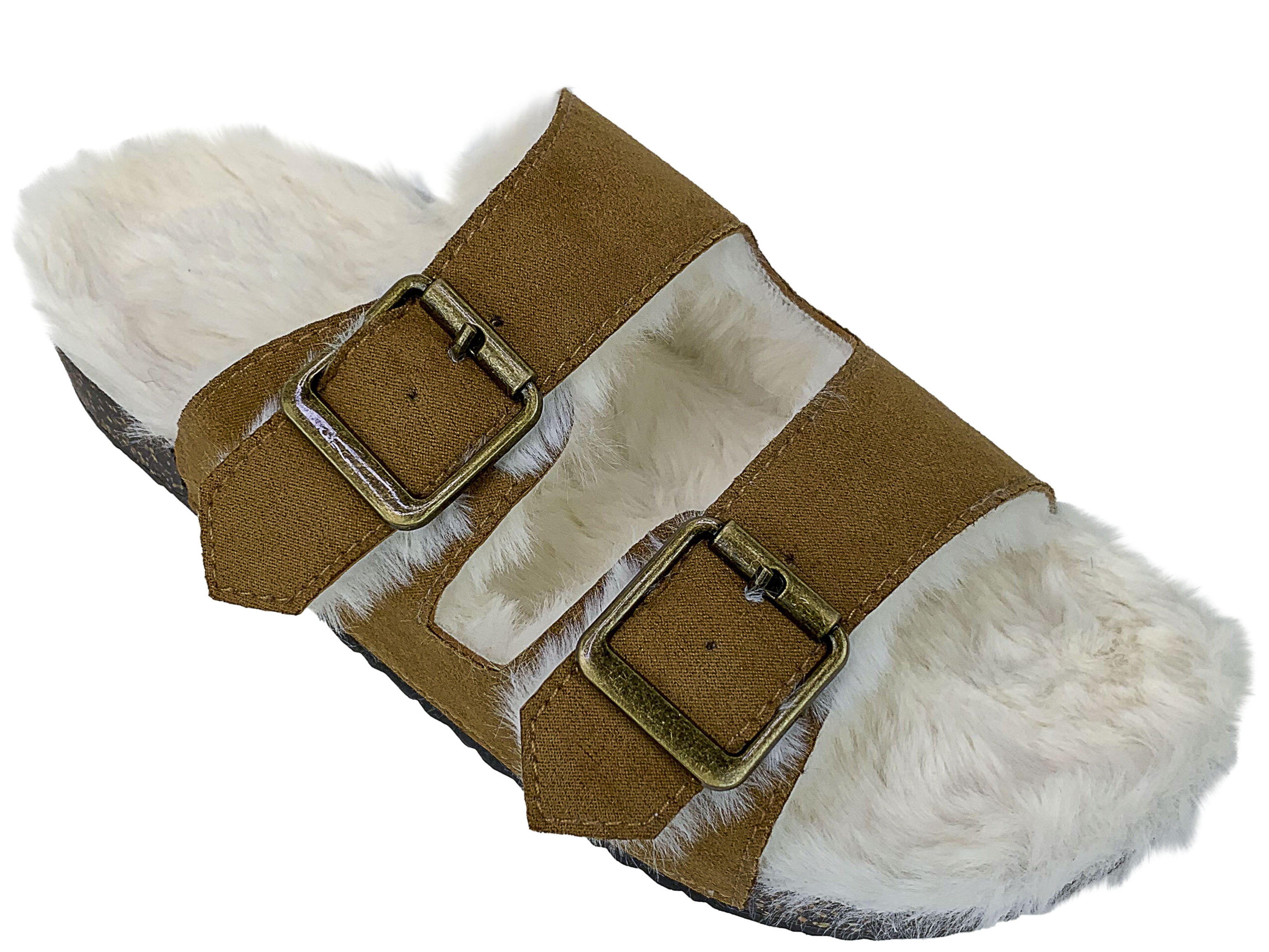 Secret Treasures Women’s Luxe Faux Fur Two-Band Slide Slippers