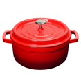 thumbnail image 1 of Olla de hierro esmaltada con tapa y asa doble de hierro fundido para cocina doméstica, color rojo, 22 cm, 1 of 7