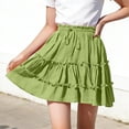thumbnail image 2 of Flowy Shorts for Girl Lace Ruffle Tiered Mini Skirt Casual Boho High Waisted Skirt Green, 2 of 7