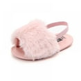 thumbnail image 6 of Infant Baby Girls Sandals Elastic Back Strap Flats Slippers Soft Toddles Princess Shoes Faux Fur Slides Shoes First Walker House Shoes 0-18 Months, 6 of 6