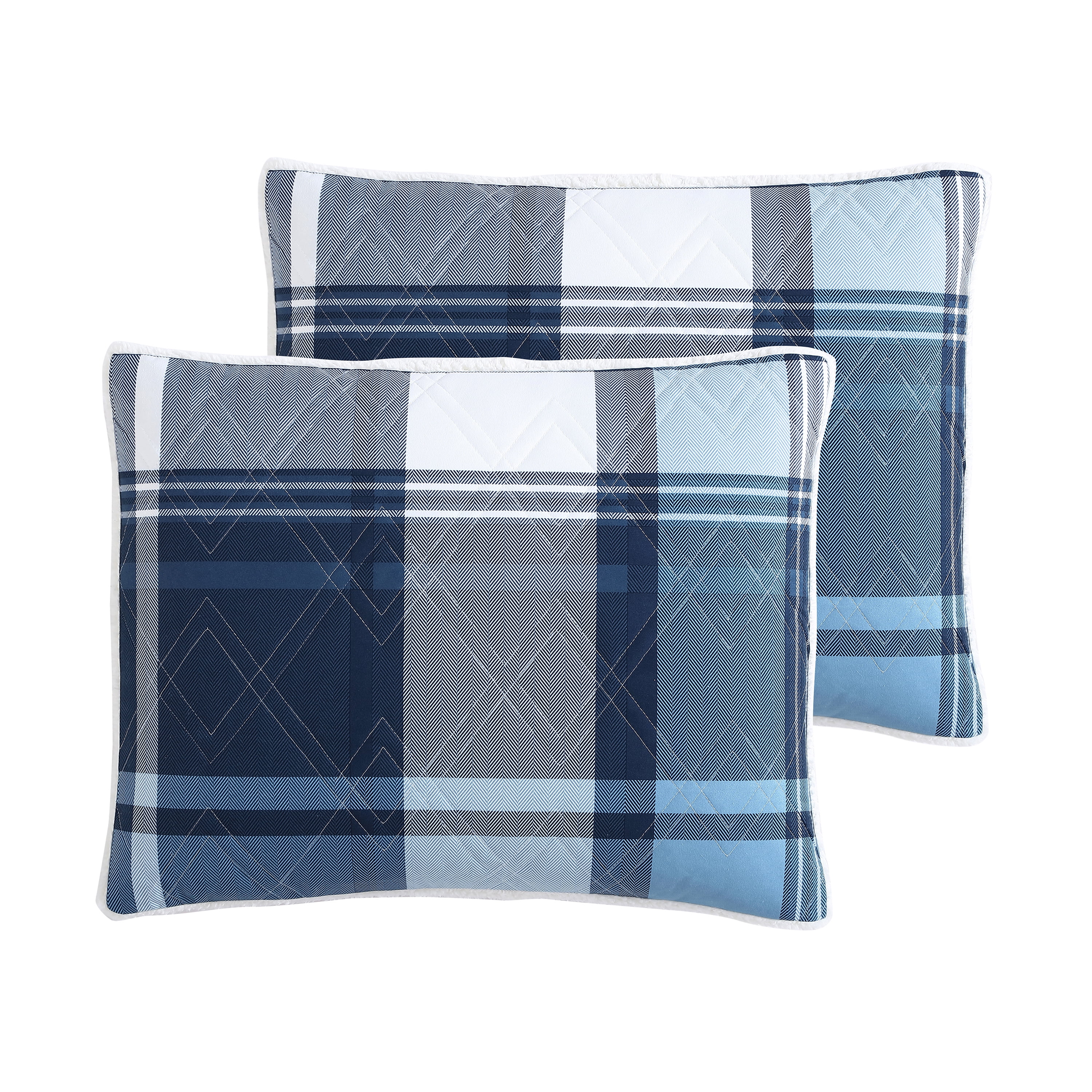 Mainstays 3-Piece Adult Quilt Set, Blue Plaid, Full/Queen