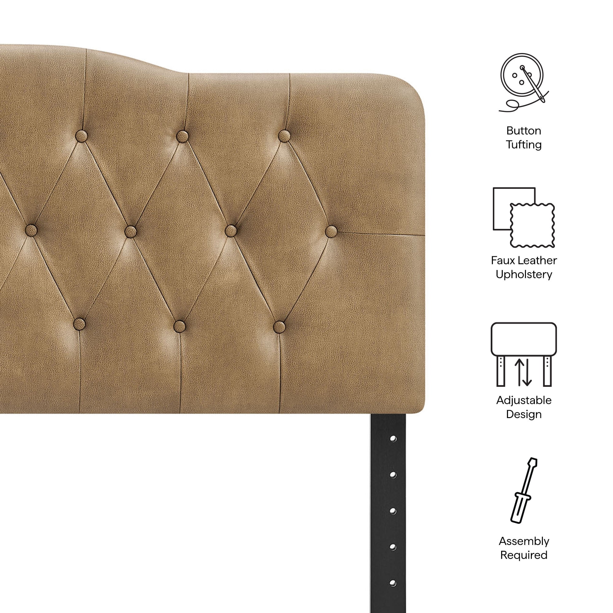 Annabel Faux Leather Queen Headboard in Toast