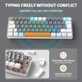 thumbnail image 3 of ZIYOU LANG T60 Wired 60% TKL Mechanical Gaming Keyboard with Led Rainbow Backlight Ultra-Compact NKRO Linear Quiet Red Switch Tri-Color ABS Keycap for Windows Laptop PC Mac Gamer(White/Light Gray), 3 of 7