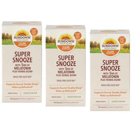 3 Pack Sundown Naturals Super Snooze Melatonin Capsules, 90 Count Each