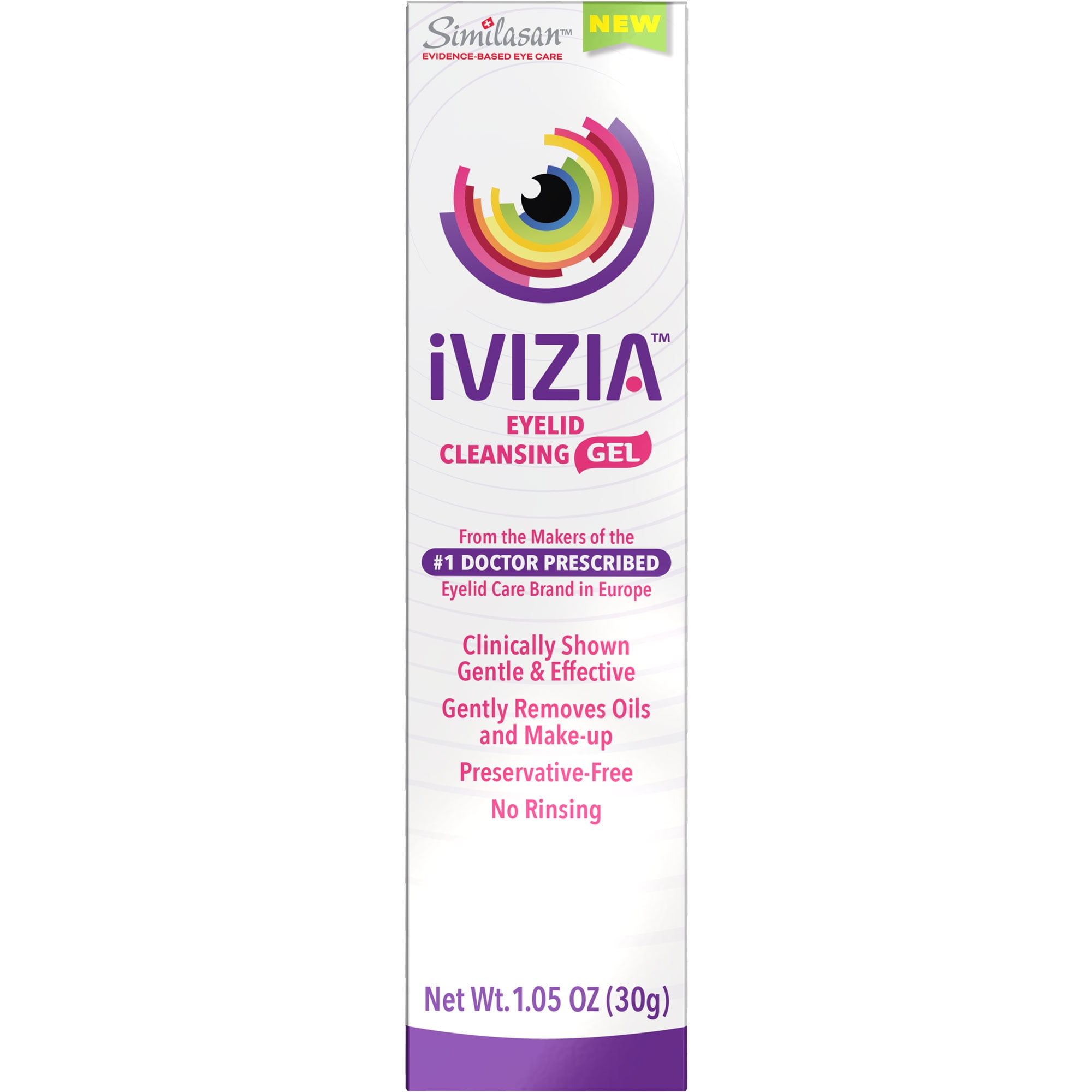 iVIZIA Lid Cleansing Gel for Sensitive Eyes, No Rinse, 1.05 oz Tube