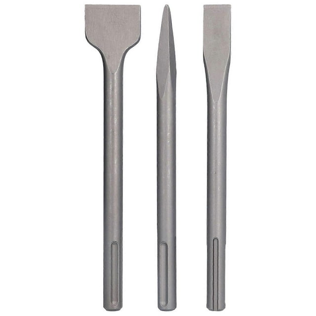 3Pcs Chisel Carbon Steel Scaling Flat Point Rotating Hammer Drill Bits for Tile Concrete Work5 Pit Handle