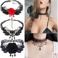 thumbnail image 2 of Lace Choker Necklaces - Gland De Tatouage Choker, Collier Noir Dentelle Choker, Collier Vintage Femmes Bijoux De Marriage, 2 of 34