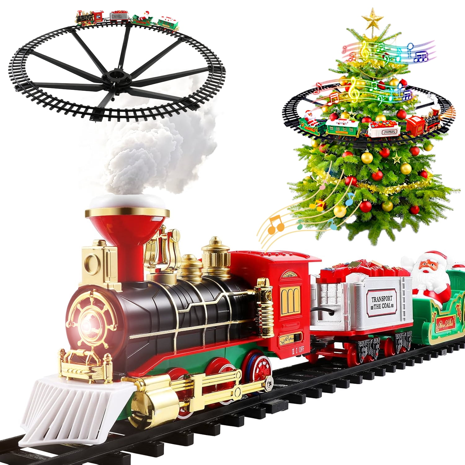 Disney Mickey Mouse Christmas Train Set, 12pc, Red Plastic