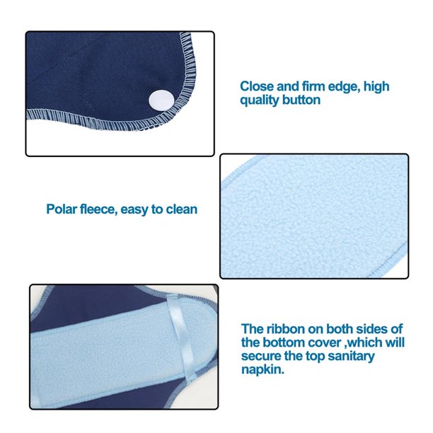 Juego De 8 Almohadillas Menstruales Reutilizables Para Mujer, Forro De Tela Sanitaria Impermeable Vogacara AF000580-00
