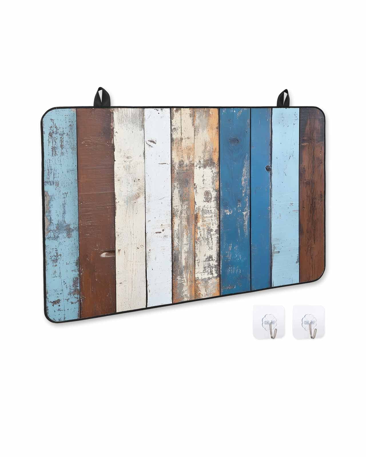 nqOlkjepod Large Induction Cooktop Protector Mat 36"x21", Colorful Wooden Stove Top Covers for Electric Stove, Vintage Farmhouse Wood Decorative Stove Burner Cover Mats, Glass Top Stove Cover