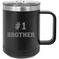 #1 Brother Stainless Steel Vacuum Insulated 15 Oz Travel Coffee Mug with Slider Lid, Black