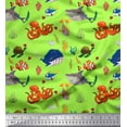thumbnail image 1 of Soimoi Moss Georgette Fabric Coral,Whale & Jellyfish Ocean Printed Craft Fabric by The Yard 42 Inch Wide, 1 of 1