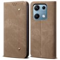 thumbnail image 1 of For Xiaomi Redmi Note 14S Case Jeans Cloth Texture Anti-Scratch Leather Stand Phone Cover - Coffee, 1 of 5