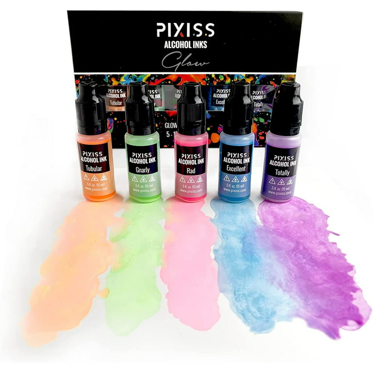 Pixiss Alcohol Ink Set of 5 - Glow in The Dark